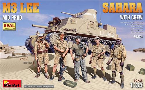 1:35 MiniArt 35274 M3 LEE Tank Mid Prod. Sahara with Crew Plastic Modelbouwpakket