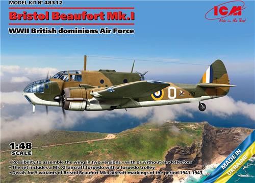 1:48 ICM 48312 Bristol Beaufort Mk.I - WWII British dominions Air Force Plastic Modelbouwpakket