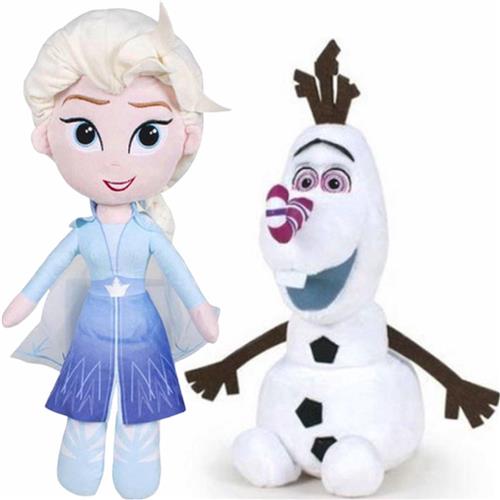 Elsa + Olaf Disney Frozen Pluche Knuffel 32 cm {Disney Frozen 2 Plush Toy | Speelgoed pop Knuffelpop Knuffeldier voor Kinderen Jongens Meisjes | Anna, Elsa, Sven, Olaf Sneeuwpop}