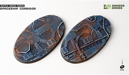 Spaceship Corridor Bases Pre-Painted (2x 90mm Oval)