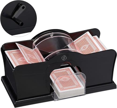 Equivera Kaartenschudmachine - Voor 2 decks - Automatische Kaartenschudder - Schudmachine voor Poker, Blackjack, Speelkaarten - Kaartmixer