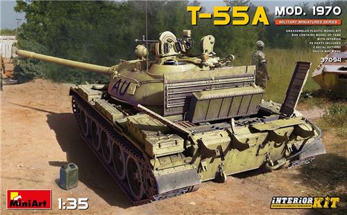 1:35 MiniArt 37094 T-55A Mod. 1970 with Interior Plastic Modelbouwpakket