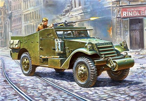 1:35 Zvezda 3519 Armored Personnel Carrier M3 Scout Car Plastic Modelbouwpakket