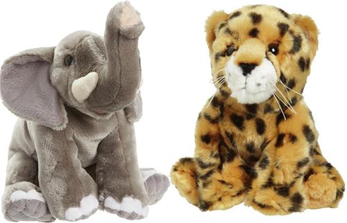 Nature Planet - Pluche knuffels set 2x - Cheetah en Olifant - 18 cm