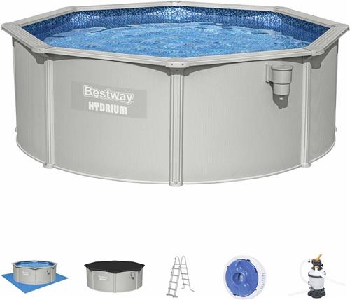 Alice's Garden BESTWAY Hydrium Opzetzwembad Torrens - Rond - Ø360 - Incl. accessoires - Grijs