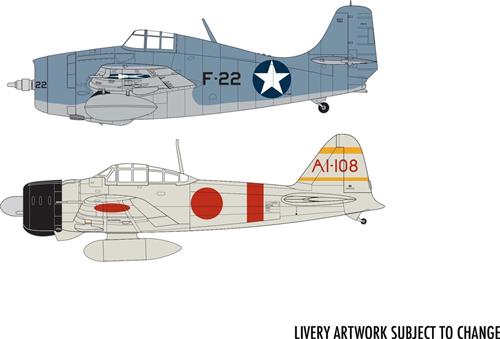 1:72 Airfix 50184 Grumman F-4F4 Wildcat & Mitsubishi Zero Dogfight Double - Gift Set Plastic Modelbouwpakket