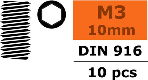 Revtec - Stelschroef - Binnenzeskant - M3X10 - Staal - 10 st