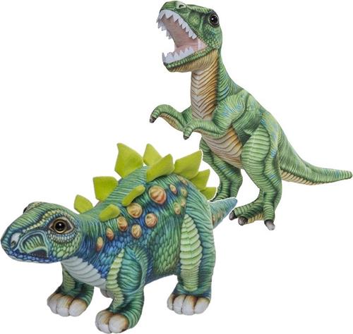 Speelgoed set van 2x pluche dino knuffels T-Rex en Stegosaurus van ongeveer 30 cm