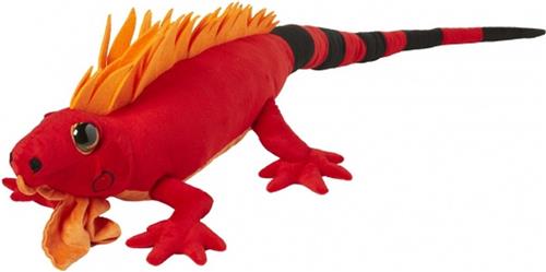 Nature Planet Leguaan - rood - 110 cm - pluche dieren knuffels - Leguanen - Reptielen