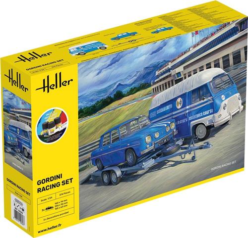 1:24 Heller 52328 Renault Gordini Racing Set - Busje - Auto - Aanhanger - Starter Kit Plastic Modelbouwpakket