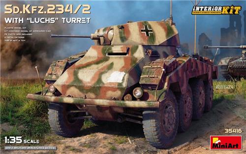 1:35 MiniArt 35416 Sd.Kfz.234/2 met "Luchs" Turret en Volledig Interieur Plastic Modelbouwpakket