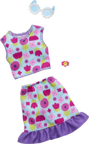 Barbie Kleding Outfit en Accessoires - Bloemen Rok, Bloemen Top, Zonnebril en Armband