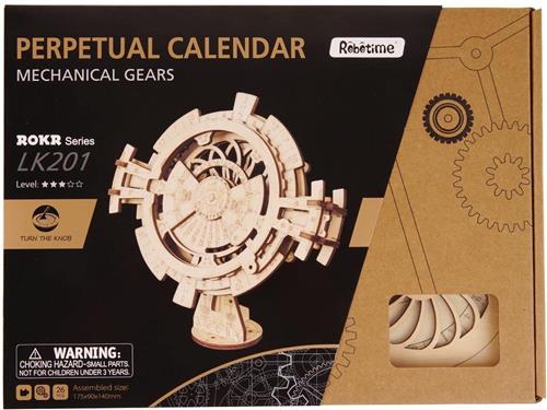 Voordeelpakket Robotime 3D puzzel modelbouw pakket Uil-klok / Perpetual Kalender bouwpakket