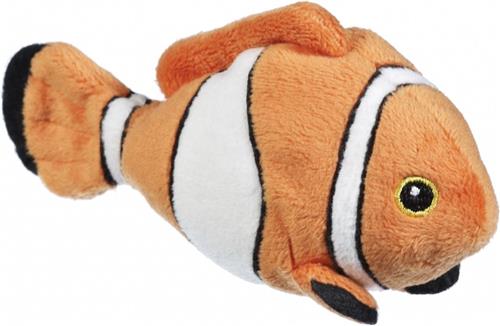 Nature Planet Tropische Clownsvis - oranje/wit - 13 cm - pluche dieren knuffels - vissen - Nemo