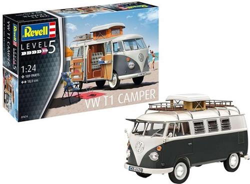 1:24 Revell 07674 VW Volkswagen T1 Camper Plastic Modelbouwpakket