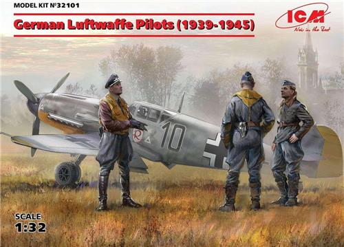 1:32 ICM 32101 German Luftwaffe Pilots (1939-1945) - 3 Figures Plastic Modelbouwpakket