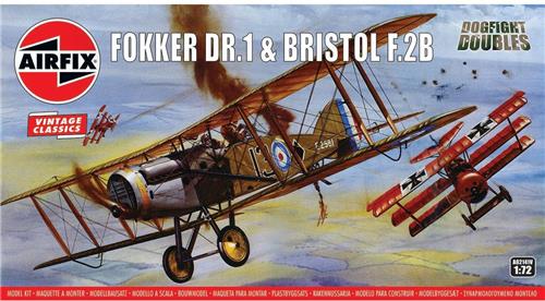 1:72 Airfix 02141V Fokker DR1 Triplane and Bristol Fighter DD Plastic Modelbouwpakket