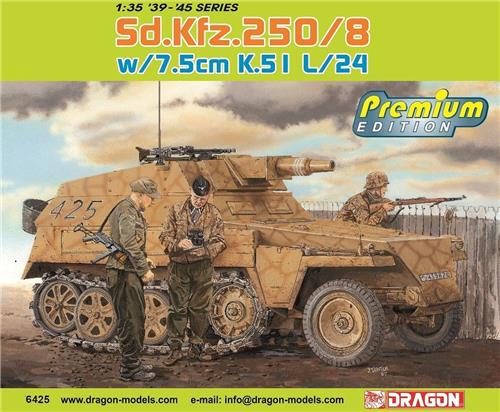 1:35 Dragon 6425 Sd.Kfz. 250/8 Ausf. B - 7.5cm K.51 L/24 Plastic Modelbouwpakket