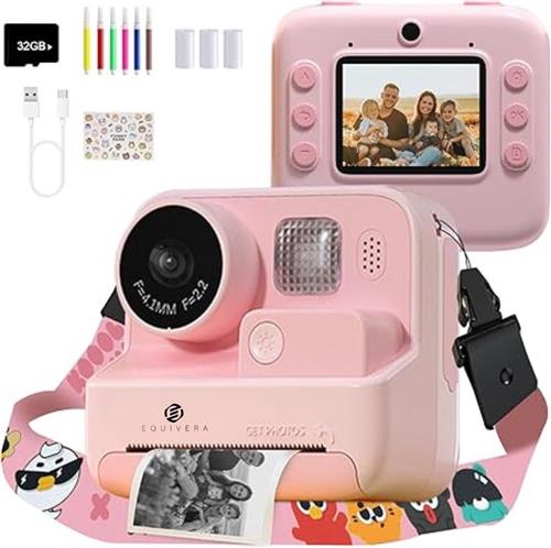 Equivera Kindercamera met Foto Printer - Kindercamera - Printcamera - Digitale Camera Kinderen - Speelgoed Camera