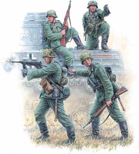 1:35 Zvezda 3582 German Panzergrenadiers WWII Plastic Modelbouwpakket