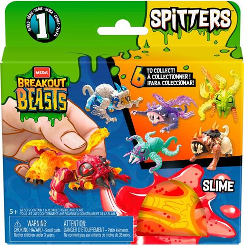 Mega bloks breakout beast spitters - 1 exemplaar - Spaar ze allemaal - Slijm met speelfiguur