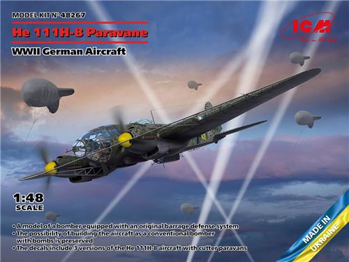 1:48 ICM 48267 Heinkel He-111H-8 Paravane - WWII German Aircraft Plastic Modelbouwpakket