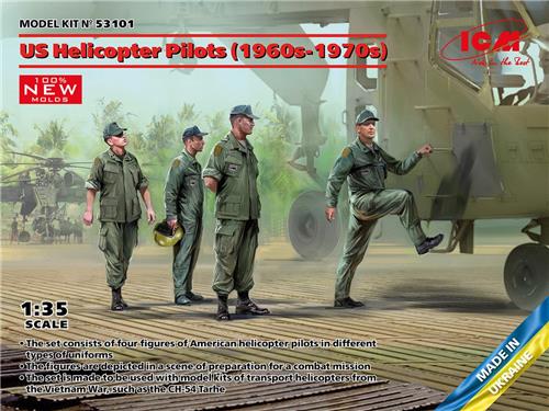 1:35 ICM 53101 US Helicopter Pilots 1960s-1970s - Figuren Plastic Modelbouwpakket