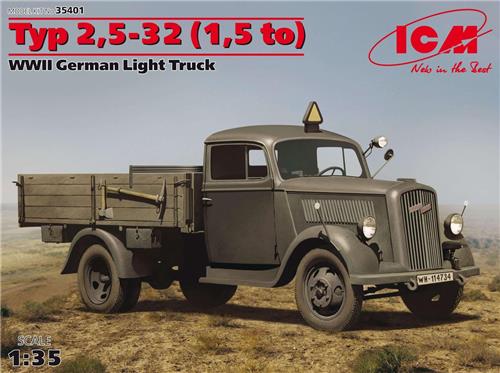 1:35 ICM 35401 Typ 2,5-32 (1,5 to), WWII German Light Truck Plastic Modelbouwpakket