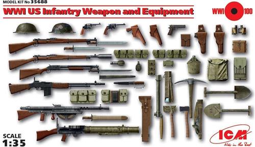 1:35 ICM 35688 WWI US Infantry Weapon and Equipment Plastic Modelbouwpakket