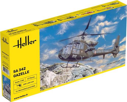 1:48 Heller 80486 SA 342 Gazelle Heli Plastic Modelbouwpakket