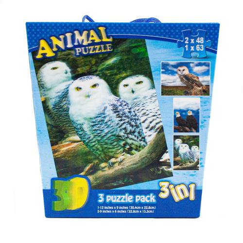 PIA Soft Toys - 3D puzzel - Vogels Uilen en Adelaars- 30.4 x 22.8 cm - 22.8 x 15.2 cm - 3 in 1 box