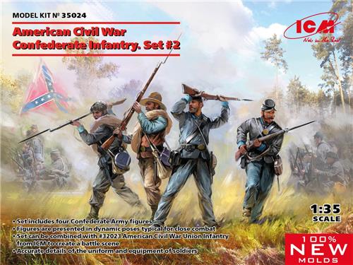 1:35 ICM 35024 American Civil War Confederate Infantry Set no2 Plastic Modelbouwpakket