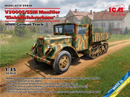 1:35 ICM 35410 WWII German Truck V3000S/SSM Maultier - Einheitsfahrerhaus Plastic Modelbouwpakket