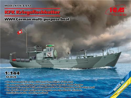 1:144 ICM S012 KFK Kriegsfischkutter - WWII German multi-purpose boat Plastic Modelbouwpakket