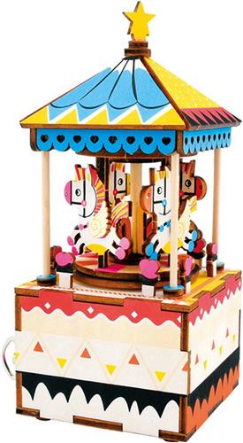 Robotime - Muziekdoos - DIY - 3D - Merry-Go-Round - Houten Modelbouw