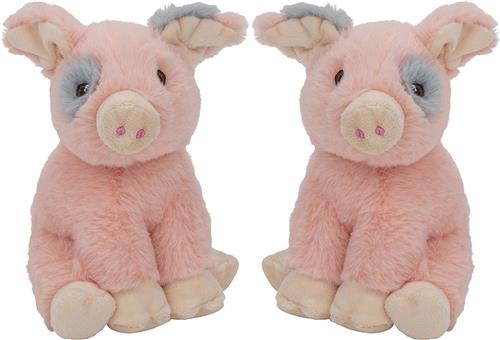 Multipak van 2x stuks pluche dieren knuffels Varkens/biggetjes van 18 cm - Knuffeldieren speelgoed