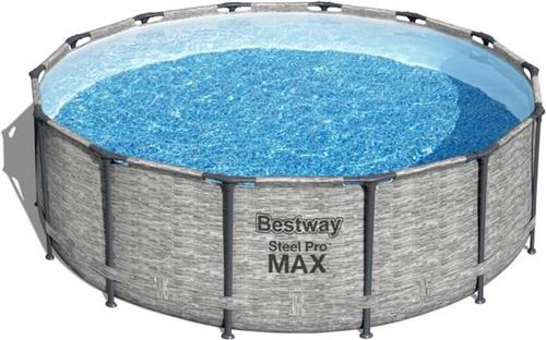 Tubulair boven -ground poolkit Bestway Steel Pro Max  - 427 x 122 cm - ronde (geleverd met filtratiepomp, schaal + tarpauline)