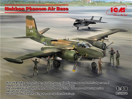 1:48 ICM DS4804 Nakhon Phanom Air Base - B-26K, 0-2, Figuren, Bewapening & Platen Plastic Modelbouwpakket