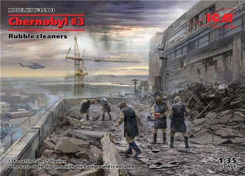 1:35 ICM 35903 Chernobyl#3. Rubble cleaners (5 figures) Plastic Modelbouwpakket