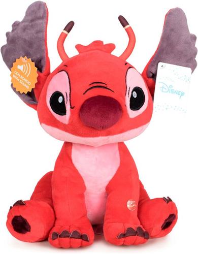 Leroy - Disney Lilo & Stitch Pluche Knuffel (Rood) + Geluid XL 40 cm {Speelgoed knuffeldier knuffelpop voor kinderen jongens meisjes | Extra grote en zachte plush! | Disney Stitch Angel Leroy Groot XXL Cadeau}