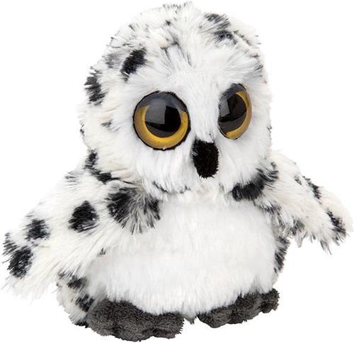 Nature Planet Pluche kleine sneeuwuil knuffel - polyester - wit/grijs - 13 cm - vogels/uilen