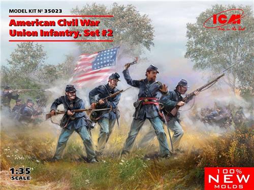 1:35 ICM 35023 American Civil War Union Infantry. Set #2 Plastic Modelbouwpakket