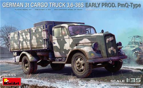 1:35 MiniArt 35445 Duitse Opel Blitz 3t Cargo Truck 3,6-36S - Early Prod. PmQ-Type Plastic Modelbouwpakket