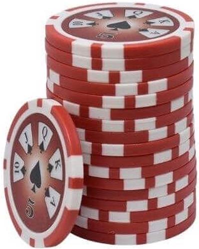 Royal Flush Poker Chips 5 rood (25 stuks)- pokerchips-pokerfiches-ABS chips-pokerspel-pokerset-poker set