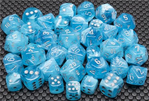 Chessex Luminary Sky/silver D6 12mm Dobbelsteen Set (36 stuks)