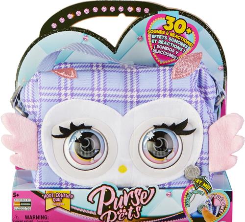 Purse Pets - Print Perfect Hoot Couture Owl interactieve dierenhandtas met meer dan 30 geluiden en reacties