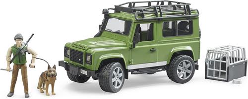 Land Rover Defender Station Wagon met boswachter en hond van Bruder