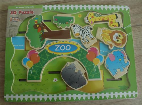 Speelplankje hout 3D Zoo/Farm 30x22 (1 stuk) assorti