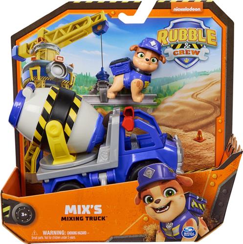 Rubble & Crew - Mix's Cementwagen met speelfiguur en beweegbare onderdelen - PAW Patrol speelgoed