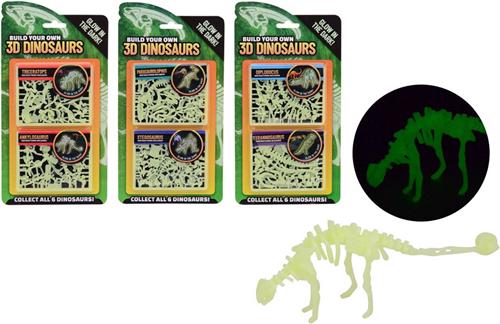 John Toy Bouw je eigen 3D glow in the dark dino- 2 stuks op kaart